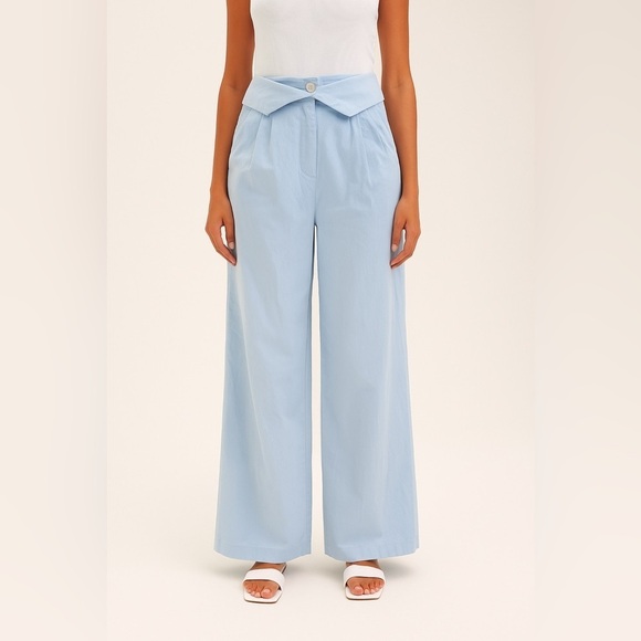 Frame Denim Pants - Frame Denim London Los Angeles Foldover Baby Blue Trousers Size 4